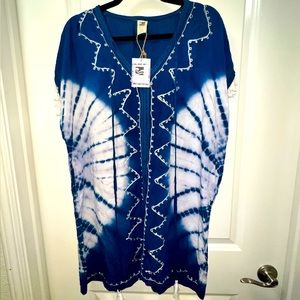 Beach By Exist Women's Midi Dress Blue White Size Small, Medium coverup